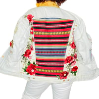 Image 5 of Levi’s Custom Denim Jacket VNTG 2017 Men's XS, Embellished w-Roses textiles studs  
