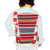 Image 6 of Levi’s Custom Denim Jacket VNTG 2017 Men's XS, Embellished w-Roses textiles studs  