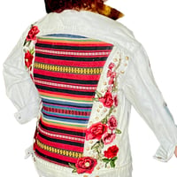 Image 7 of Levi’s Custom Denim Jacket VNTG 2017 Men's XS, Embellished w-Roses textiles studs  