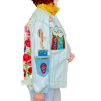 Image 10 of Levi’s Custom Denim Jacket VNTG 2017 Men's XS, Embellished w-Roses textiles studs  