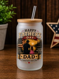 Image 1 of Happy Father’s Day Dad 16oz Frosted Glass Tumbler 