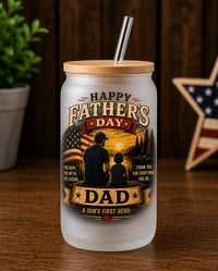 Image 2 of Happy Father’s Day Dad 16oz Frosted Glass Tumbler 