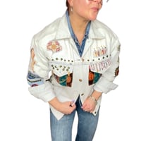 Image 1 of Levi’s Custom Denim Jacket VNTG 2017 Men's XS, Embellished w-Roses textiles studs  
