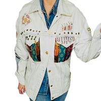 Image 2 of Levi’s Custom Denim Jacket VNTG 2017 Men's XS, Embellished w-Roses textiles studs  