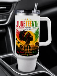 Image 2 of Juneteenth 40oz Stainless Steel Tumbler with Handle & Straw