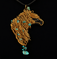 Black Onyx & Turquoise Horse Pendant