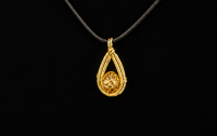 Amber cracked glass pendant