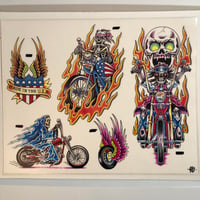 Image 1 of 1990’s production biker skull flash sheet 