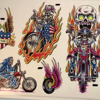 Image 2 of 1990’s production biker skull flash sheet 