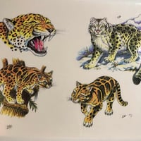 Image 2 of 1990’s production tattoo flash sheet cats 