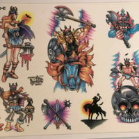 Image 2 of 1991 Official Tattoo Brand production flash sheet vikings