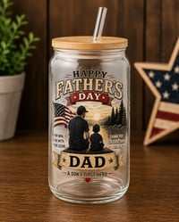 Image 4 of Father’s Day 16oz Clear & Frosted Glass Tumbler Collection – Son & Daughter Designs