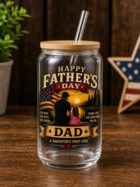 Image 2 of Father’s Day 16oz Clear & Frosted Glass Tumbler Collection – Son & Daughter Designs