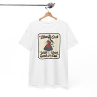 Image 2 of Retro Pinup Tee - "Black Out With Your Rack Out" Vintage Style Graphic T-Shirt