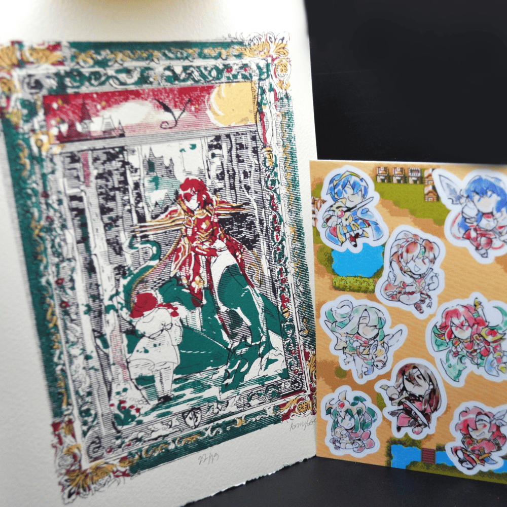 Image of NEW! Minerva in the Forest Screenprint + Sticker Bundle