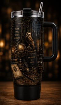Image 1 of Dark Academia Wizarding 40oz Stainless Steel Tumbler