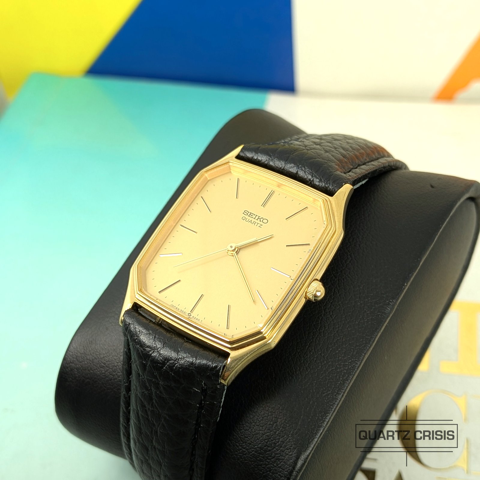 1984 Seiko Quartz 'Tank' Art Deco Gold Dress Watch (9021-5180