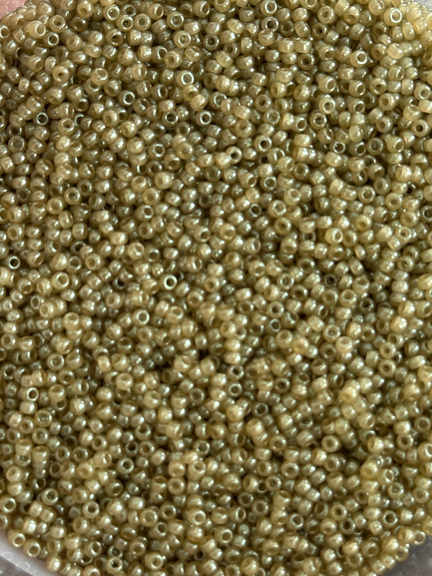 Ceylon translucent celery, Miyuki seed beads