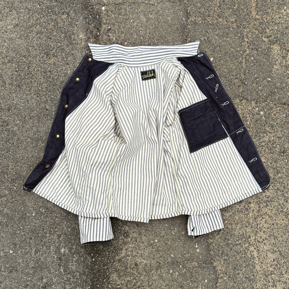 Image of Light Ticking 6 Pocket Work Jacket - size 40