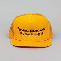 Image 1 of Skateboarding Can Go Fuck Itself Trucker Hat Yellow
