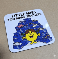 Image 2 of Little Miss Too Many Trainers Mug & Coaster Set