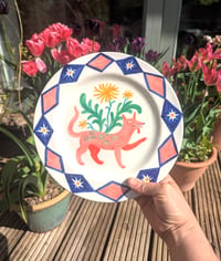 Image 3 of Pink dog & dandelion plate