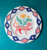 Image 1 of Pink dog & dandelion plate