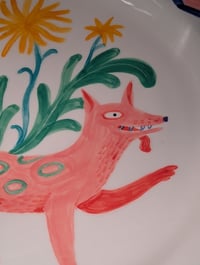Image 4 of Pink dog & dandelion plate