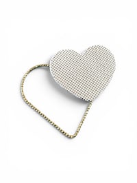 Image 1 of Broche GRAND LOVE blanc pailleté argent