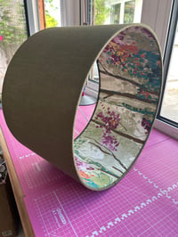 Image 2 of Double Sided Army Green Linen Silver Birch Jewel Shade 40cm