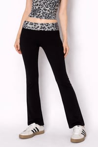 Leopard Print Waistband Flare Yoga Pants