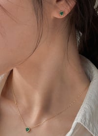 Image 3 of Emerald Heart Promise Stud