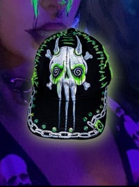 Image 2 of Green anxiety skull hat