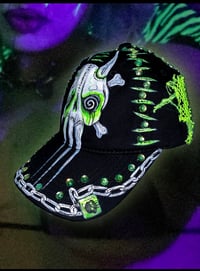 Image 1 of Green anxiety skull hat