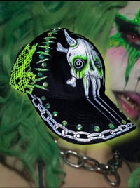 Image 4 of Green anxiety skull hat