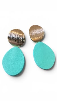 Image 1 of Boucles GALET vert turquoise 