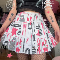 Image 1 of Stripey Spikey Pleated Denim Skirt (UK8)