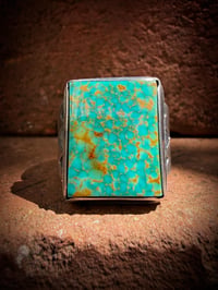 Image 4 of WL&A Handmade Heavy Ingot Spotted Gem Grade Pilot Mtn Thunderbird Ring - Size 11.5 