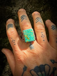 Image 6 of WL&A Handmade Heavy Ingot Spotted Gem Grade Pilot Mtn Thunderbird Ring - Size 11.5 