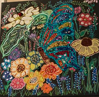 Image 1 of Butterfly in Spring mixed media painting