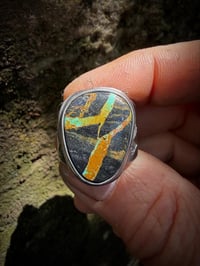 Image 5 of WL&A Handmade Heavy Ingot  Black Jack Thunderbird Ring - Size 10