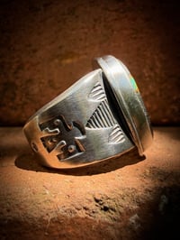 Image 6 of WL&A Handmade Heavy Ingot  Black Jack Thunderbird Ring - Size 10