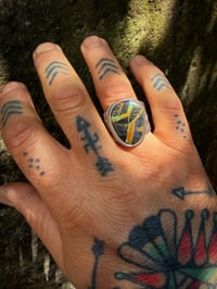 Image 4 of WL&A Handmade Heavy Ingot  Black Jack Thunderbird Ring - Size 10