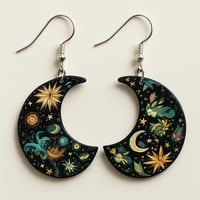 Image 2 of CELESTIAL MOON AND STARS FISHHOOK EARRINGS