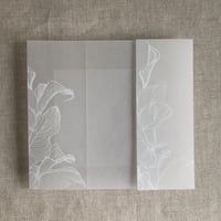 Image 2 of Calla lily white ink printed vellum wrap for 5x7 inches card PACK of 10