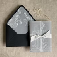 Image 3 of Calla lily white ink printed vellum wrap for 5x7 inches card PACK of 10
