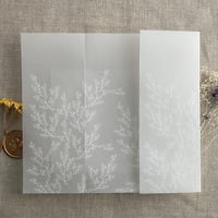 Image 2 of Alice Leafy Branch white ink printed vellum wrap for 5x7 inches card PACK of 10
