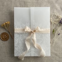 Image 1 of Alice Leafy Branch white ink printed vellum wrap for 5x7 inches card PACK of 10