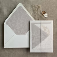 Image 1 of White ink print Alice leafy branch envelope liner for A7 euro flap envelope PACK of 10