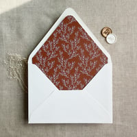Image 6 of White ink print Alice leafy branch envelope liner for A7 euro flap envelope PACK of 10
